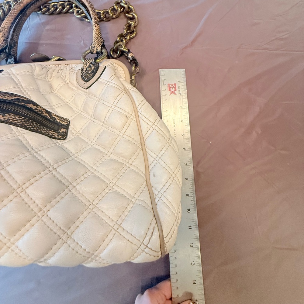 Marc Jacobs White Leather Quilted Large Stam bag w/Snakeskin MSRP$1,495 dustbag - Picture 9 of 13